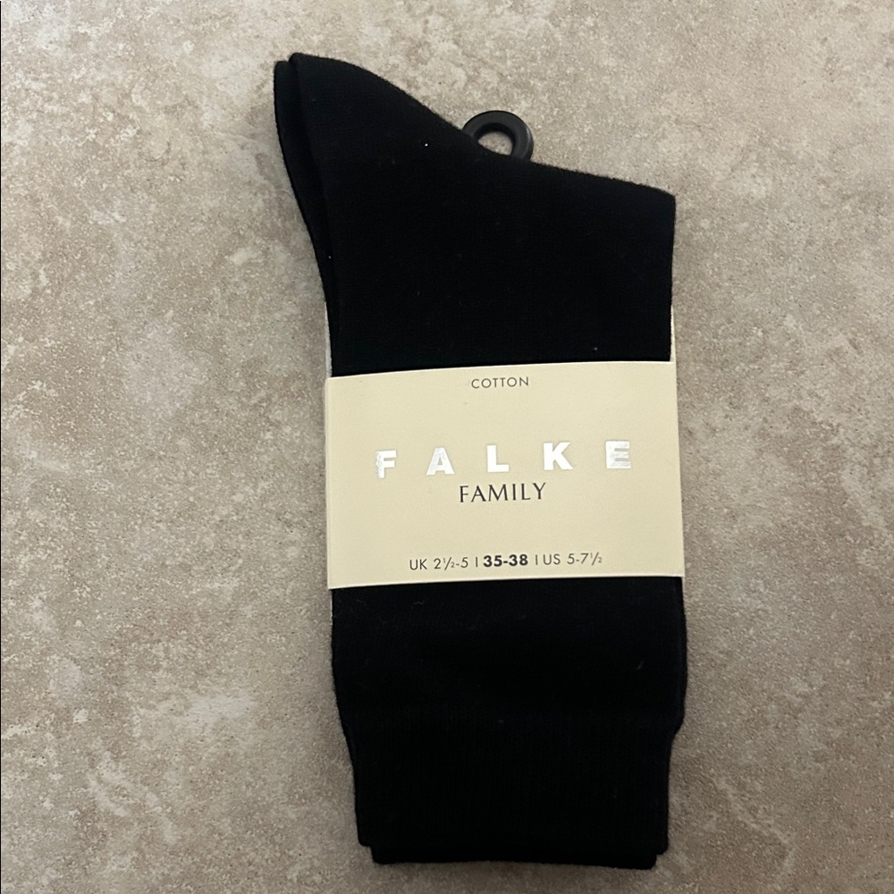 Falke Family Cotton Black Socks size 35 - 38 / US 5 - 7.5 NWT